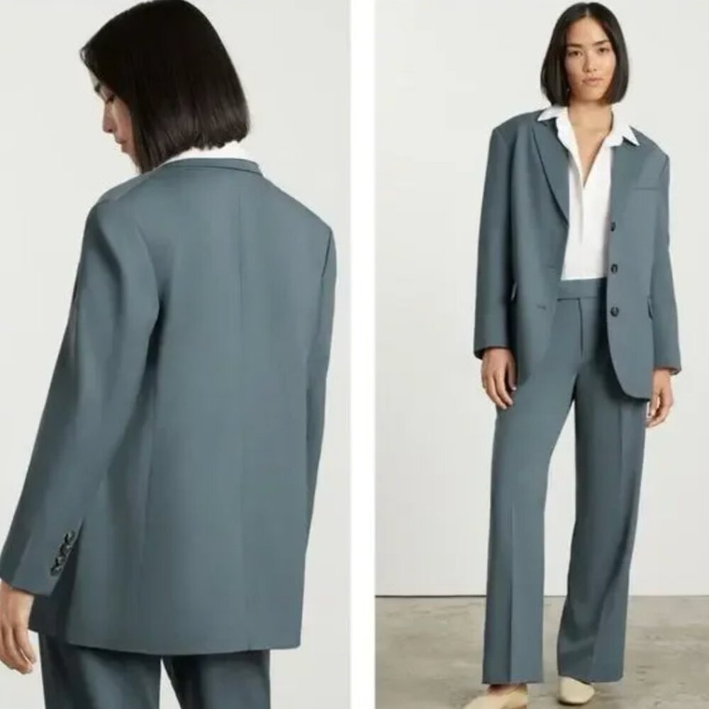 Everlane | Oversized Slate Blue The '80s Italian Wool Blend Blazer | Size 2